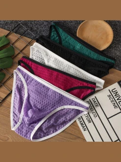 2 Pack Men's Solid-Color Checkered Briefs(2 Pack Mens Solid Color Checkered Briefs)