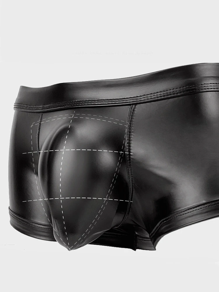 2-pack Men's Leather Hollow Hip-revealing Large Pouch Boxer Briefs(2 Pack Mens Leather Hollow Hip Revealing Large Pouch Boxer Briefs) 4 2-pack Men's Leather Hollow Hip-revealing Large Pouch Boxer Briefs(2 Pack Mens Leather Hollow Hip Revealing Large Pouch Boxer Briefs) - Image 4