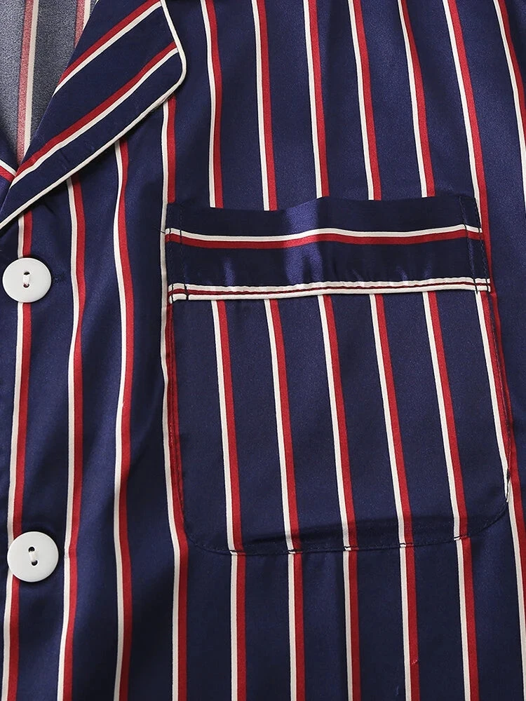 Men's Striped Satin Cool Pajamas Set(Mens Striped Satin Cool Pajamas Set) 8 Men's Striped Satin Cool Pajamas Set(Mens Striped Satin Cool Pajamas Set) - Image 8