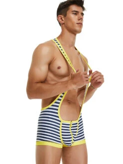 Men's Striped Wrestling Singlet Bodysuit(Striped Mens One Piece Sports Vest) -Mr Saker 1 6 a88749cc 2358 4b7a 9954 6bf04a787f03