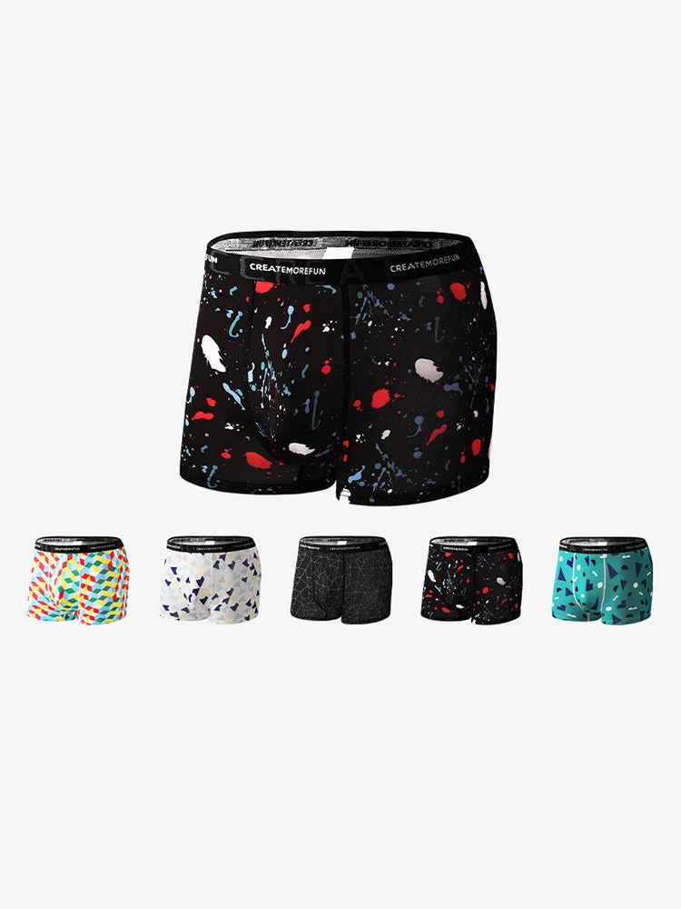 4 Pack Men's Mid-Rise Lightweight Printed Seamless Comfort Trunks(4 Pack Mens Mid Rise Lightweight Printed Seamless Comfort Trunks) 1 4 Pack Men's Mid-Rise Lightweight Printed Seamless Comfort Trunks(4 Pack Mens Mid Rise Lightweight Printed Seamless Comfort Trunks)