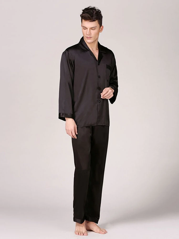 Men's Classic Satin Pajama Set Sleepwear(Mens Classic Satin Pajama Set Sleepwear) 11 Men's Classic Satin Pajama Set Sleepwear(Mens Classic Satin Pajama Set Sleepwear) - Image 11