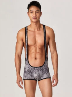 Men's Fitness Bib Short With Tiger Stripes(Mens One Piece Fitness Vest With Tiger Stripes) -Mr Saker 1 7 133ae342 82c2 4a44 b640 466685b041d6