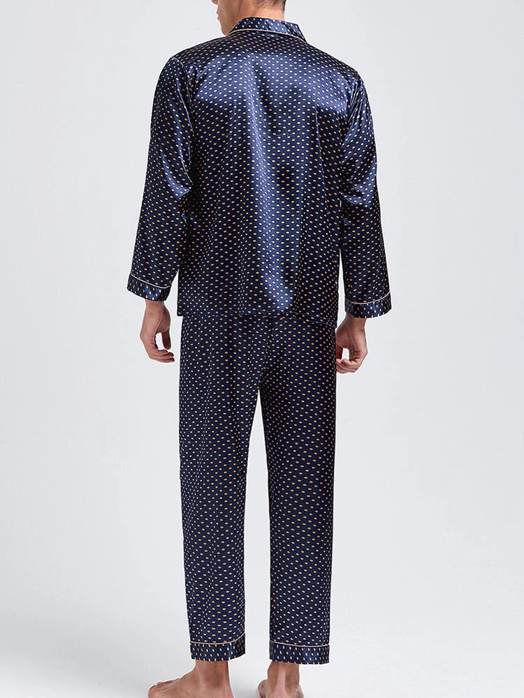 Men's Print Sleepwear Silk Satin Pajamas Set(Mens Print Sleepwear Silk Satin Pajamas Set) 20 Men's Print Sleepwear Silk Satin Pajamas Set(Mens Print Sleepwear Silk Satin Pajamas Set) - Image 20