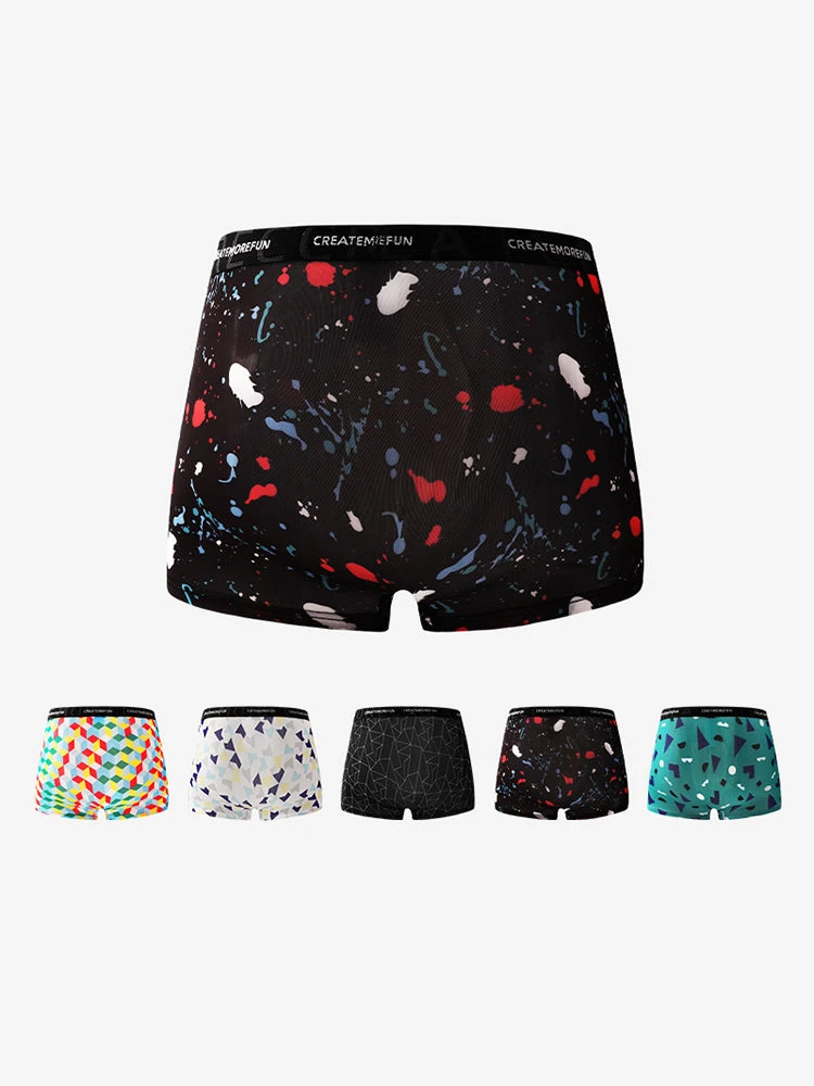 4 Pack Men's Mid-Rise Lightweight Printed Seamless Comfort Trunks(4 Pack Mens Mid Rise Lightweight Printed Seamless Comfort Trunks) 3 4 Pack Men's Mid-Rise Lightweight Printed Seamless Comfort Trunks(4 Pack Mens Mid Rise Lightweight Printed Seamless Comfort Trunks) - Image 3