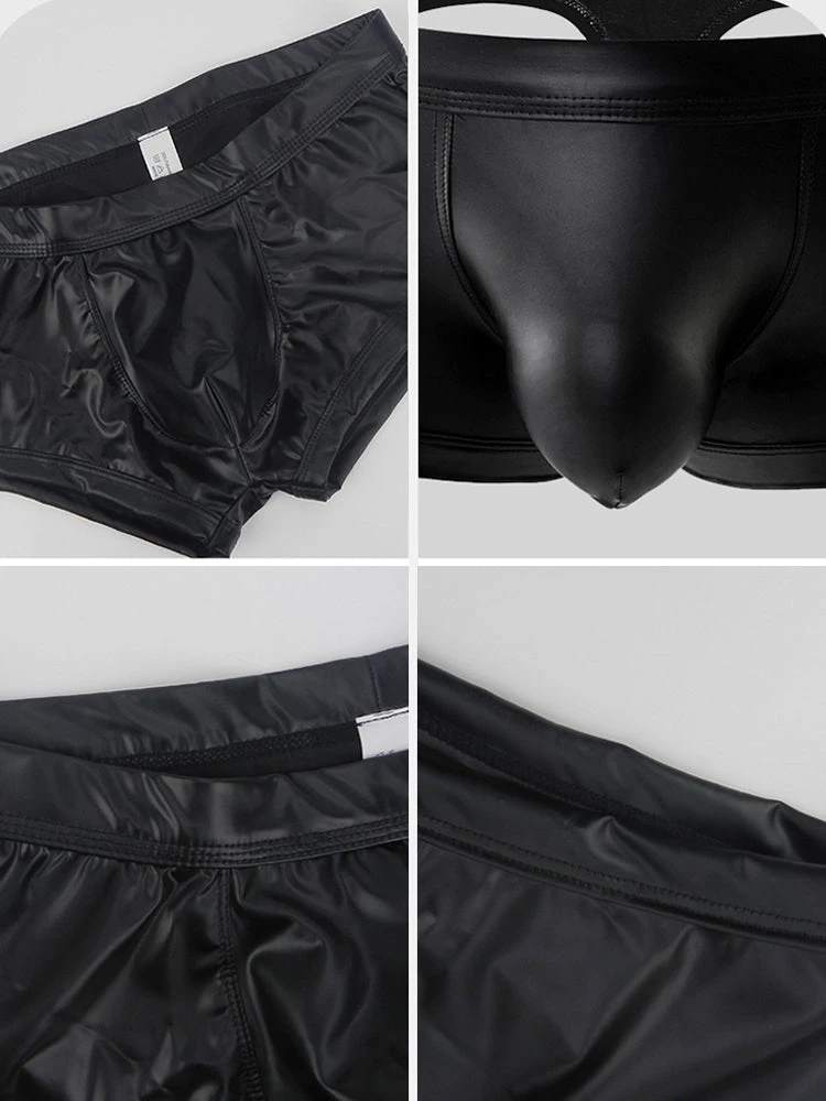 2-pack Men's Leather Hollow Hip-revealing Large Pouch Boxer Briefs(2 Pack Mens Leather Hollow Hip Revealing Large Pouch Boxer Briefs) 5 2-pack Men's Leather Hollow Hip-revealing Large Pouch Boxer Briefs(2 Pack Mens Leather Hollow Hip Revealing Large Pouch Boxer Briefs) - Image 5