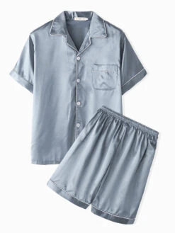 Men's Button Down Satin Pajama Set(Mens Button Down Satin Pajama Set)