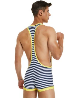 Men's Striped Wrestling Singlet Bodysuit(Striped Mens One Piece Sports Vest) -Mr Saker 1 8 d55c0a5e 1621 4043 9677 22d938c32460