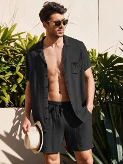 Men’s Button Down Short Sleeve Shirt Top And Shorts Set(Men S Button Down Short Sleeve Shirt Top And Shorts Set) -Mr Saker 1 8 dee94a8d 91f4 47b2 b50b 9c77beff045f