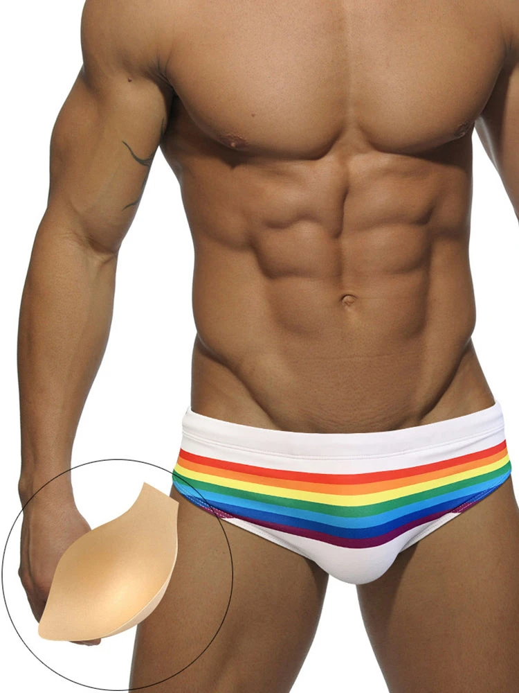 Men's Colorful Striped Stretch Fit Comfy Waistband Swim Briefs(Mens Colorful Striped Stretch Fit Comfy Waistband Swim Briefs) 5 Men's Colorful Striped Stretch Fit Comfy Waistband Swim Briefs(Mens Colorful Striped Stretch Fit Comfy Waistband Swim Briefs) - Image 5