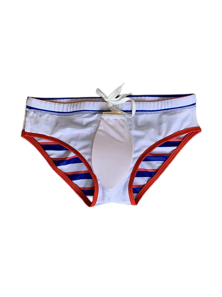 Men's Blue & White Striped Comfy Waistband Swim Briefs(Mens Blue White Striped Anti Wardrobe Malfunction Swim Briefs) 9 Men's Blue & White Striped Comfy Waistband Swim Briefs(Mens Blue White Striped Anti Wardrobe Malfunction Swim Briefs) - Image 9