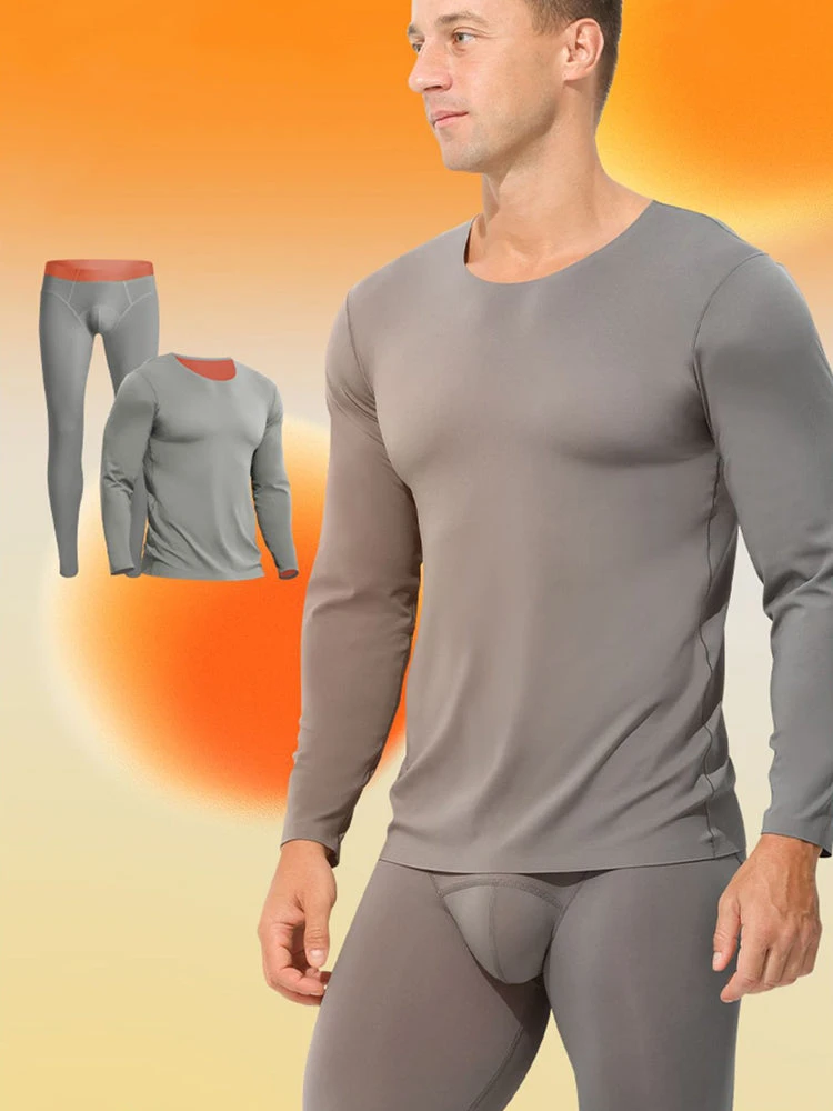 Men's Seamless Double-sided Round Neck Thermal Underwear Set(Mens Seamless Double Sided Round Neck Thermal Underwear Set) 2 Men's Seamless Double-sided Round Neck Thermal Underwear Set(Mens Seamless Double Sided Round Neck Thermal Underwear Set) - Image 2