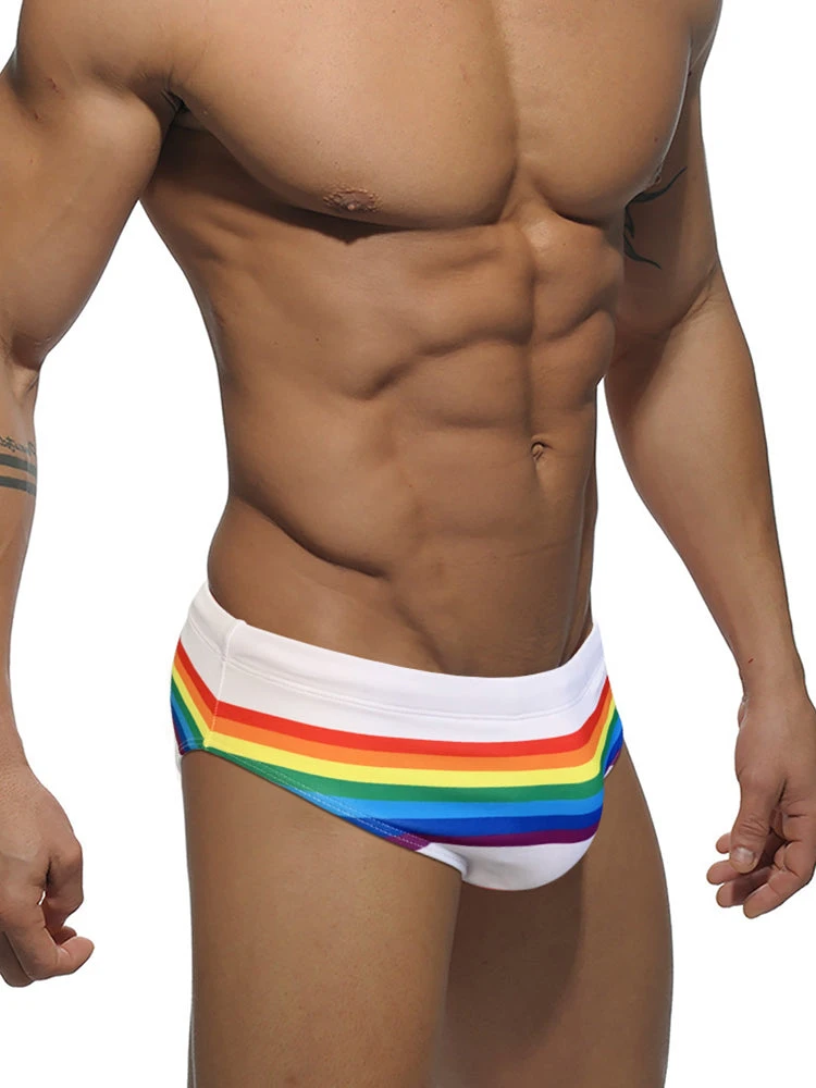 Men's Colorful Striped Stretch Fit Comfy Waistband Swim Briefs(Mens Colorful Striped Stretch Fit Comfy Waistband Swim Briefs) 2 Men's Colorful Striped Stretch Fit Comfy Waistband Swim Briefs(Mens Colorful Striped Stretch Fit Comfy Waistband Swim Briefs) - Image 2