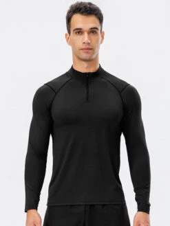 Men's Zip-Up Sports Long Sleeve Shirt(Mens Zip Up Long Sleeve T Shirt) -Mr Saker 1 9 bd547ab3 6aa9 4798 a410 b576a8f69551