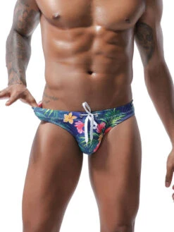 Mens Bulge Pouch Surfing Printed Bohemian Swim Briefs(Mens Surfing Printed Bohemian Swim Briefs) -Mr Saker 1ceeb206332219d8d6e571d0f9602ff1