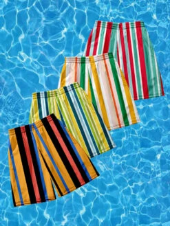 Men's Multicolor Stripe Leisure Swim Shorts(Mens Multicolor Stripe Leisure Swim Shorts)