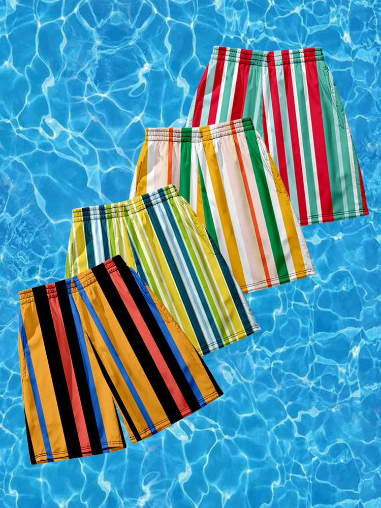 Men's Multicolor Stripe Leisure Swim Shorts(Mens Multicolor Stripe Leisure Swim Shorts) 1 Men's Multicolor Stripe Leisure Swim Shorts(Mens Multicolor Stripe Leisure Swim Shorts)