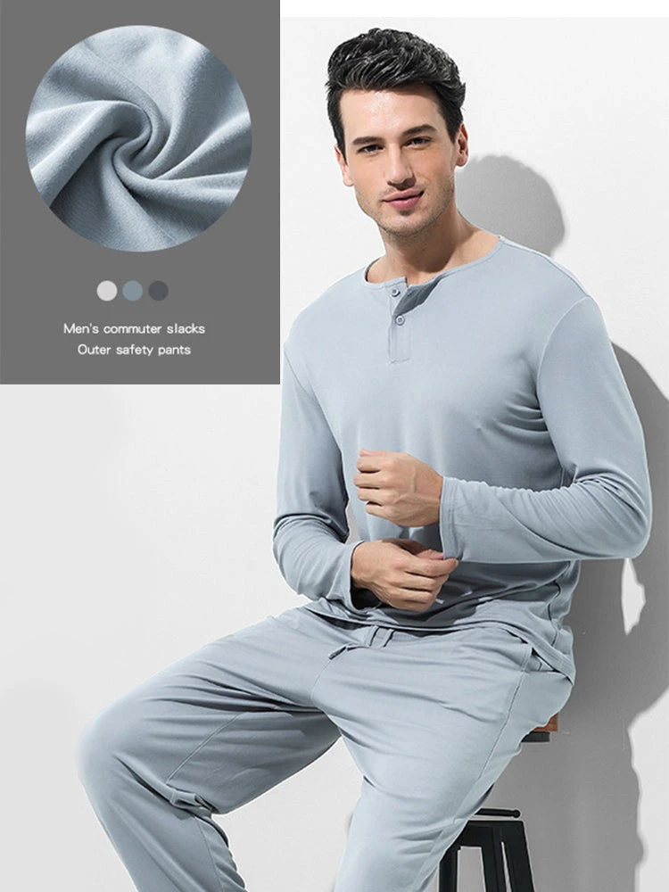 60S Modal Men's Solid Color Pajama Set | Comfortable Casual Wear For All Seasons(60s Modal Mens Solid Color Pajama Set Comfortable Casual Wear For All Seasons) 1 60S Modal Men's Solid Color Pajama Set | Comfortable Casual Wear For All Seasons(60s Modal Mens Solid Color Pajama Set Comfortable Casual Wear For All Seasons)