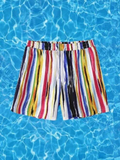 Men Graffiti Stripe Shorts Quick Drying Shorts(Men Graffiti Stripe Shorts Quick Drying Shorts)