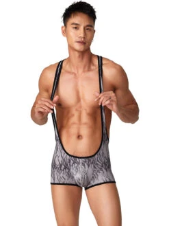 Men's Fitness Bib Short With Tiger Stripes(Mens One Piece Fitness Vest With Tiger Stripes) -Mr Saker 2 1 c323315a 017f 49f5 bfc0 8454baf90989