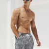 Men's Stripe Drawstring Swim Board Shorts(Mens Stripe Drawstring Swim Board Shorts)