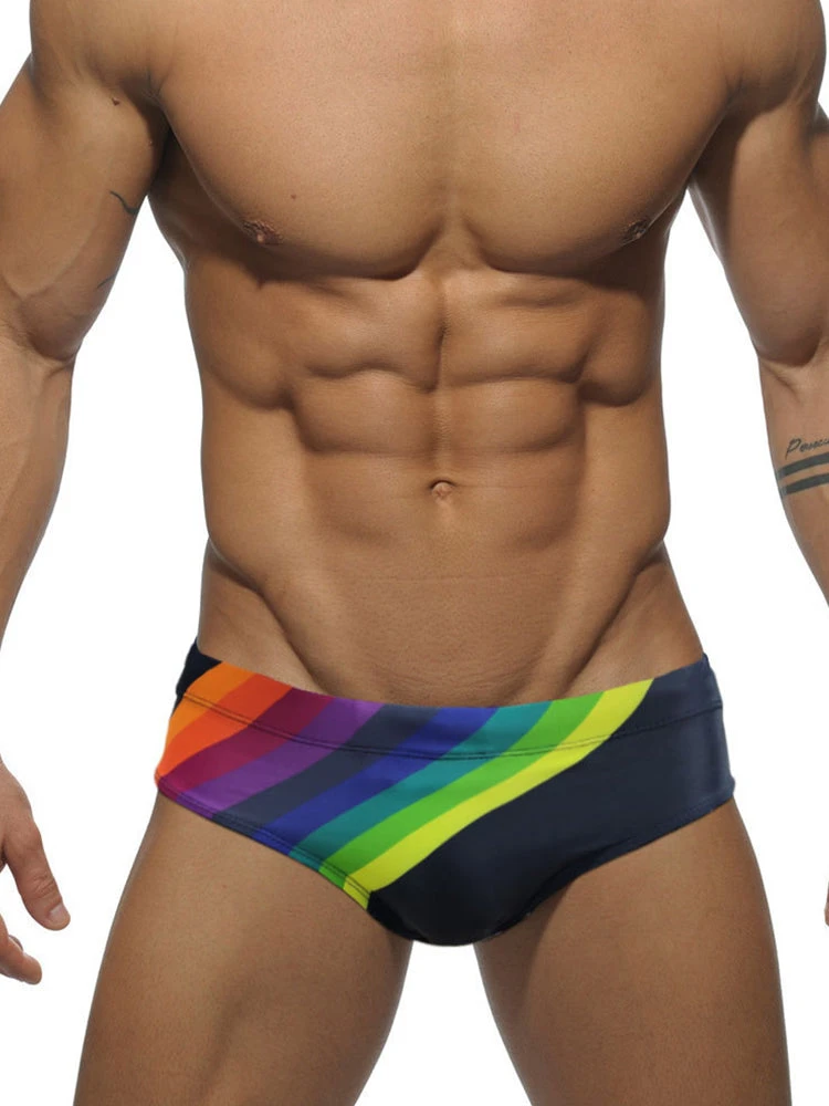 Men’s Rainbow Stripes Swim Briefs With Removable Pad(Men S Rainbow Stripes Swim Briefs With Removable Pad) 1 Men’s Rainbow Stripes Swim Briefs With Removable Pad(Men S Rainbow Stripes Swim Briefs With Removable Pad)