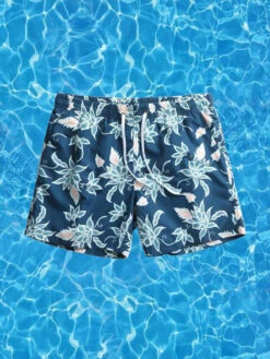Mens Quick Drying Floral Printed Beach Board Shorts(Mens Quick Drying Floral Printed Beach Board Shorts)