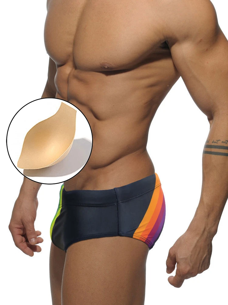 Men’s Rainbow Stripes Swim Briefs With Removable Pad(Men S Rainbow Stripes Swim Briefs With Removable Pad) 2 Men’s Rainbow Stripes Swim Briefs With Removable Pad(Men S Rainbow Stripes Swim Briefs With Removable Pad) - Image 2