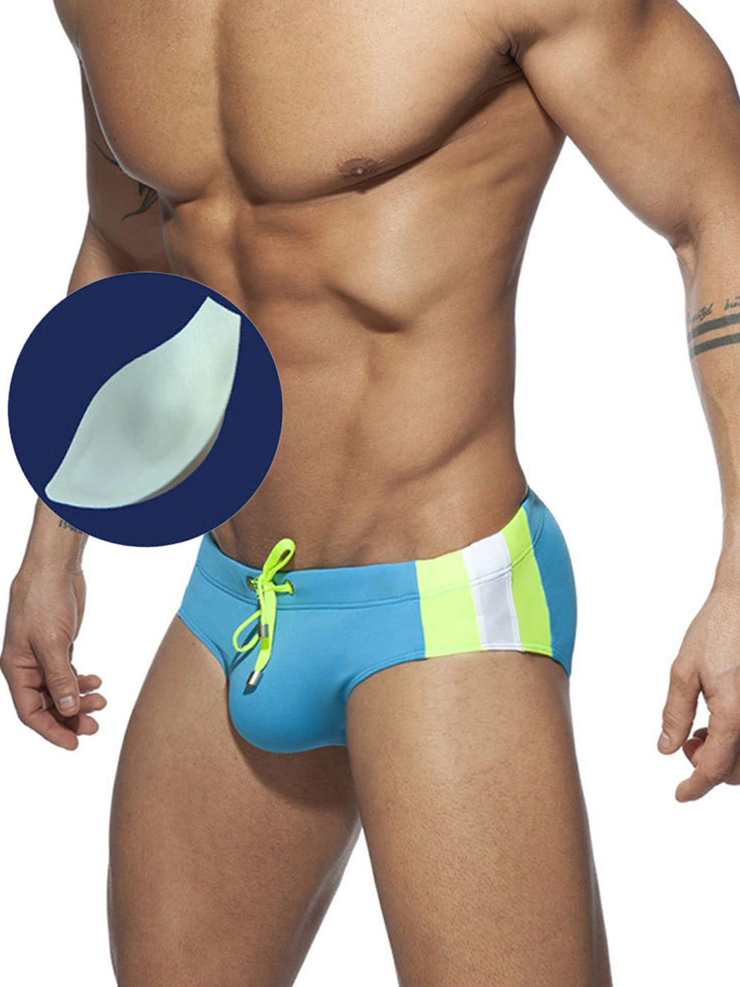 Men's Removable Pad Swim Brief With Drawstring(Mens Removable Pad Swim Briefs With Drawstring) 2 Men's Removable Pad Swim Brief With Drawstring(Mens Removable Pad Swim Briefs With Drawstring) - Image 2