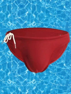 Men's Sexy Low-rise Swim Briefs With Drawstring(Mens Sexy Low Rise Swim Briefs With Drawstring)