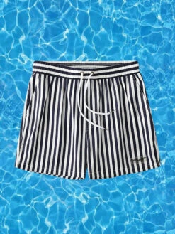 Mens Quick Dry Striped Print Surf Board Short(Mens Quick Dry Striped Print Surf Board Short)