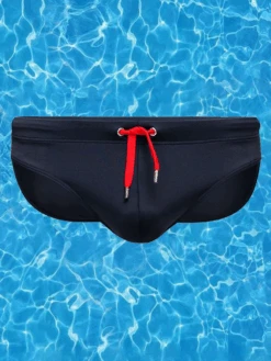 Men's Solid Swimming Briefs Drawstring Bikini(Mens Solid Swimming Briefs Drawstring Bikini)