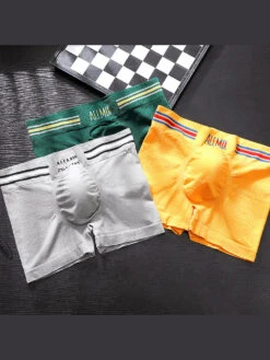 3 Pack ALLMIX Men's Sexy Striped Seamless Low Waist Boxers Briefs(3 Pack Mens Sexy Striped Seamless Low Waist Boxers Briefs)