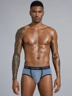 FreeLonger Men's Microfiber Covered Silky Touch Briefs(Mens Microfiber No Fly Covered Silky Touch Briefs Mrsaker)