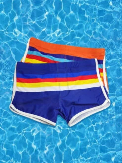 Men's Rainbow Striped Swimming Trunks(Mens Rainbow Striped Swimming Trunks)