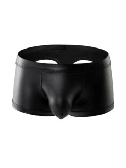 2-pack Men's Leather Hollow Hip-revealing Large Pouch Boxer Briefs(2 Pack Mens Leather Hollow Hip Revealing Large Pouch Boxer Briefs)
