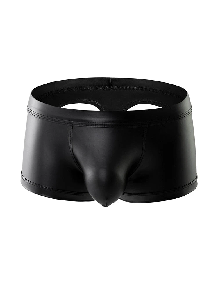 2-pack Men's Leather Hollow Hip-revealing Large Pouch Boxer Briefs(2 Pack Mens Leather Hollow Hip Revealing Large Pouch Boxer Briefs) 1 2-pack Men's Leather Hollow Hip-revealing Large Pouch Boxer Briefs(2 Pack Mens Leather Hollow Hip Revealing Large Pouch Boxer Briefs)
