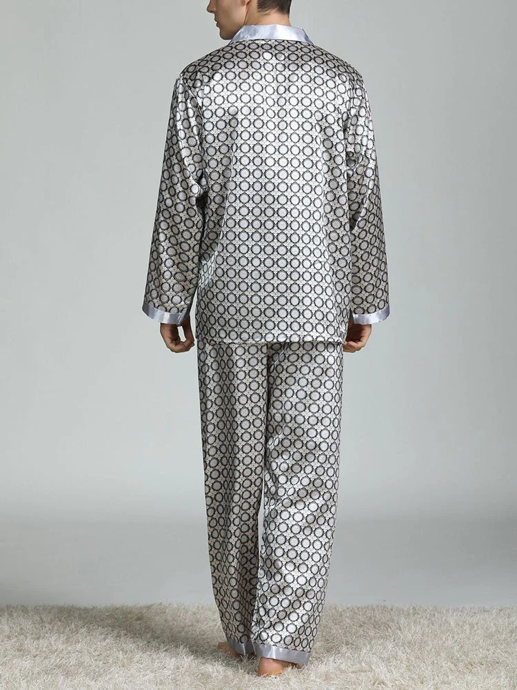 Men's Print Sleepwear Silk Satin Pajamas Set(Mens Print Sleepwear Silk Satin Pajamas Set) 17 Men's Print Sleepwear Silk Satin Pajamas Set(Mens Print Sleepwear Silk Satin Pajamas Set) - Image 17