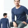 Men's Double-sided Modal Long-sleeved Solid Color T-shirt(Mens Double Sided Modal Long Sleeved Solid Color T Shirt)