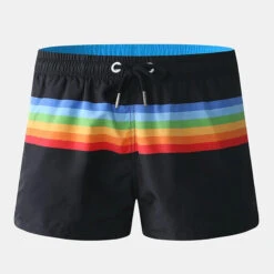 Men Colorblock Stripe Shorts Drawstring Shorts(Men Colorblock Stripe Shorts Drawstring Shorts) -Mr Saker 6e4e3a9aa3758bcc76e7d2bee5e53bde