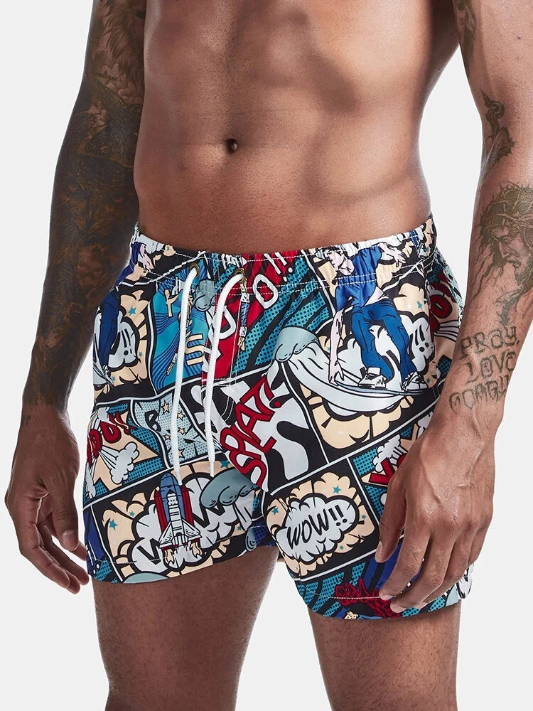 Mens Tropical Print Drawstring Quick Dry Board Shorts(Mens Tropical Print Drawstring Quick Dry Board Shorts) 8 Mens Tropical Print Drawstring Quick Dry Board Shorts(Mens Tropical Print Drawstring Quick Dry Board Shorts) - Image 8