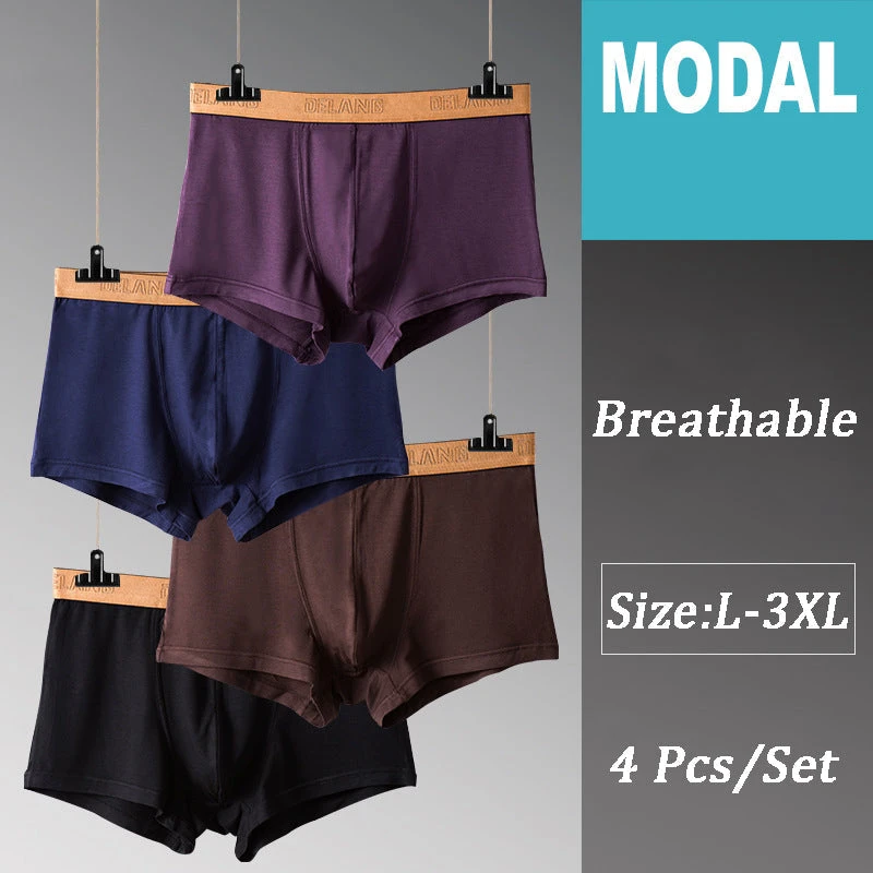 Modal Ultra-soft Solid Mid-waist Men's Boxer Briefs(Modal Ultra Soft Solid Mid Waist Mens Boxer Briefs) 2 Modal Ultra-soft Solid Mid-waist Men's Boxer Briefs(Modal Ultra Soft Solid Mid Waist Mens Boxer Briefs) - Image 2