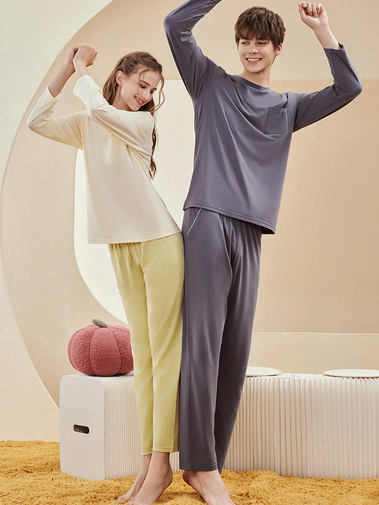 Comfortable Modal Cotton Long Sleeve Couple Pajama Set(Comfortable Modal Cotton Long Sleeve Couple Pajama Set) 1 Comfortable Modal Cotton Long Sleeve Couple Pajama Set(Comfortable Modal Cotton Long Sleeve Couple Pajama Set)