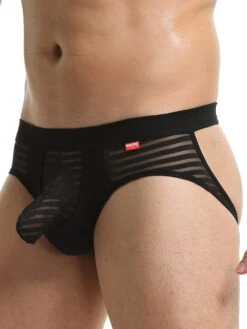 Men’s Sexy Striped Hollow Jockstrap With Separate Pouch(Men S Sexy Striped Hollow Jockstrap With Separate Pouch)