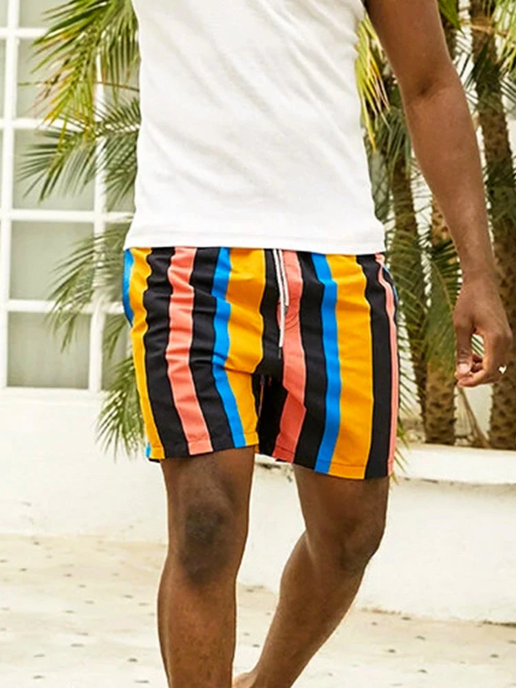 Men's Multicolor Stripe Leisure Swim Shorts(Mens Multicolor Stripe Leisure Swim Shorts) 5 Men's Multicolor Stripe Leisure Swim Shorts(Mens Multicolor Stripe Leisure Swim Shorts) - Image 5