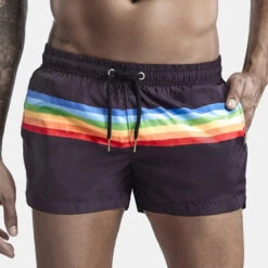 Men Colorblock Stripe Shorts Drawstring Shorts(Men Colorblock Stripe Shorts Drawstring Shorts) -Mr Saker 89c557af42fb942876b9bdfab4c4b4a2