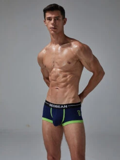 2 Pack Men's Stretch Cotton Breathable Colourway Contrast Trunks(2 Pack Mens Stretch Cotton Breathable Colourway Contrast Trunks)