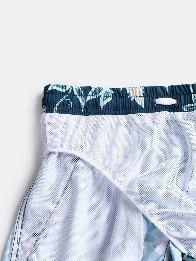 Mens Quick Drying Floral Printed Beach Board Shorts(Mens Quick Drying Floral Printed Beach Board Shorts) 16 Mens Quick Drying Floral Printed Beach Board Shorts(Mens Quick Drying Floral Printed Beach Board Shorts) - Image 16