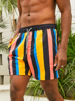 Men's Multicolor Stripe Leisure Swim Shorts(Mens Multicolor Stripe Leisure Swim Shorts) 18 Men's Multicolor Stripe Leisure Swim Shorts(Mens Multicolor Stripe Leisure Swim Shorts) -Mr Saker 98942627019f96a4779c19cd2afbe15e