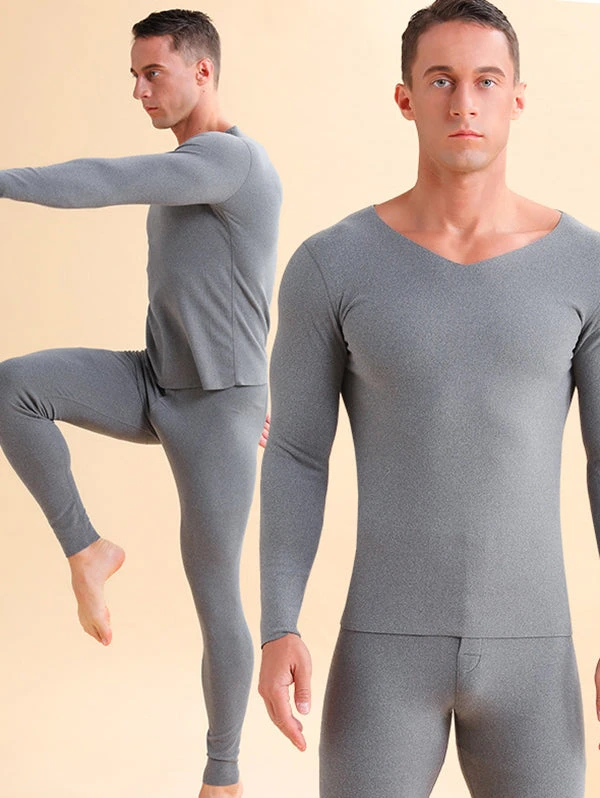 Men's V-neck Fleece Thermal Underwear Set(Mens V Neck Fleece Thermal Underwear Set) 17 Men's V-neck Fleece Thermal Underwear Set(Mens V Neck Fleece Thermal Underwear Set) - Image 17